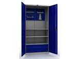 Шкаф инструментальный ПРОМЕТ ТС 1995-023020 с 3 большими полками, 2 выдвижными ящиками, малой полкой, экраном и держателями для ключей и инструментов